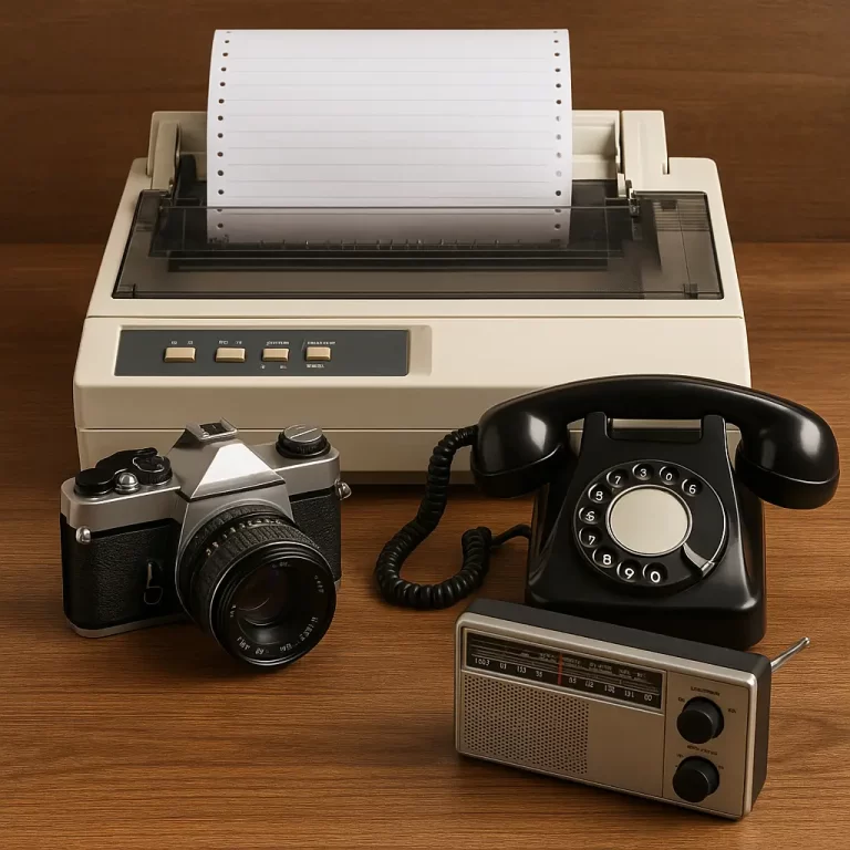 Máquinas e Equipamentos – Impressoras matriciais, câmeras analógicas, telefones fixos, etc